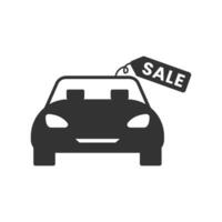 Vector illustration of car for sale icon in dark color and white background