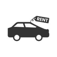 Vector illustration of car for rent icon in dark color and white background