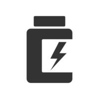 Vector illustration of energy supplement icon in dark color and white background