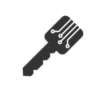 Vector illustration of key technology icon in dark color and white background