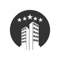 Vector illustration of star hotel icon in dark color and white background