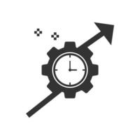 Vector illustration of time management icon in dark color and white background