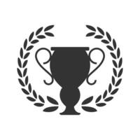 Vector illustration of champion cup icon in dark color and white background