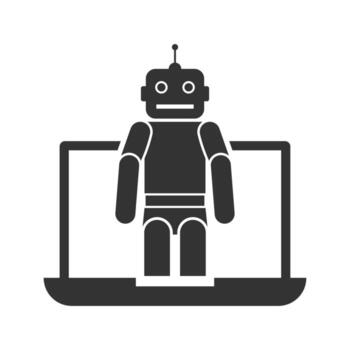 vector ilustración de robótico programas icono en oscuro color y blanco antecedentes