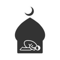 Vector illustration of pray at the mosque icon in dark color and white background