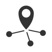 Vector illustration of location sharing icon in dark color and white background