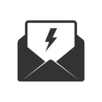 Vector illustration of flash mail icon in dark color and white background