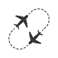 Vector illustration of aircraft rotation icon in dark color and white background