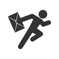 Vector illustration of postman ran icon in dark color and white background