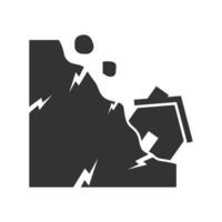 Vector illustration of house landslide icon in dark color and white background