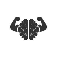 Vector illustration of strong brain icon in dark color and white background