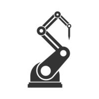 Vector illustration of robotic machine icon in dark color and white background