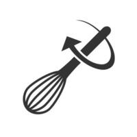 Vector illustration of turn the cake mix icon in dark color and white background