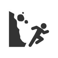 Vector illustration of run off the ground icon in dark color and white background