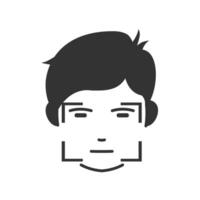 Vector illustration of face scans icon in dark color and white background