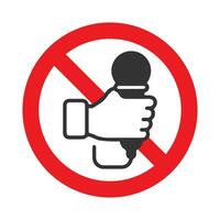 Vector illustration of karaoke is prohibited icon in dark color and white background