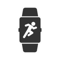 Vector illustration of running watch icon in dark color and white background