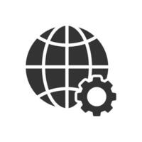 Vector illustration of internet management icon in dark color and white background