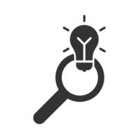 Vector illustration of looking for ideas icon in dark color and white background