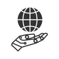 Vector illustration of robots world icon in dark color and white background
