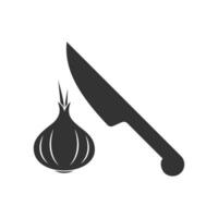 Vector illustration of chop onions icon in dark color and white background