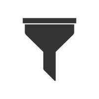 Vector illustration of filter funnel icon in dark color and white background