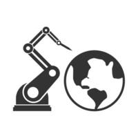 Vector illustration of world machine icon in dark color and white background