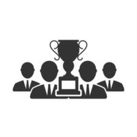 Vector illustration of group champion icon in dark color and white background