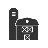 Vector illustration of farmhouse icon in dark color and white background