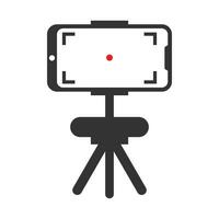 Vector illustration of vlogs with smartphones icon in dark color and white background