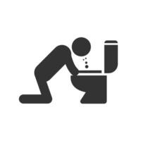 Vector illustration of threw up in the toilet icon in dark color and white background