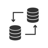 Vector illustration of big data transfers icon in dark color and white background