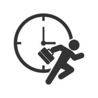 Vector illustration of run after time icon in dark color and white background