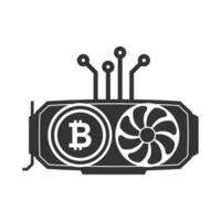 Vector illustration of VGA bitcoin icon in dark color and white background