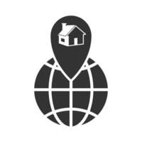 Vector illustration of home location icon in dark color and white background