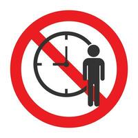 Vector illustration of forbidden to wait icon in dark color and white background