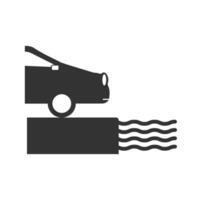 Vector illustration of seaside car icon in dark color and white background