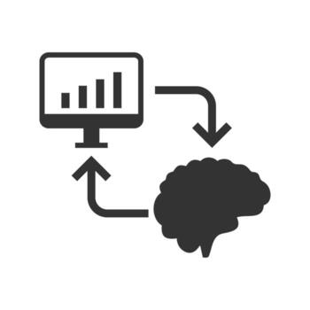 Vector illustration of programming the brain icon in dark color and white background