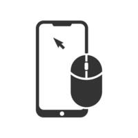 Vector illustration of mouse and smartphone icon in dark color and white background