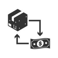 Vector illustration of cash on delivery icon in dark color and white background