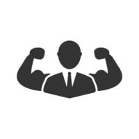 Vector illustration of strong employee icon in dark color and white background