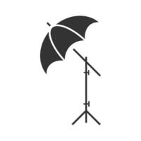 Vector illustration of studio flash with umbrella icon in dark color and white background