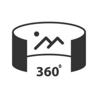 Vector illustration of 360 degree view icon in dark color and white background