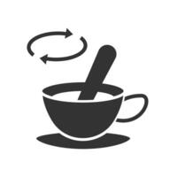 Vector illustration of stir coffee icon in dark color and white background