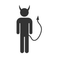 Vector illustration of devil icon in dark color and white background