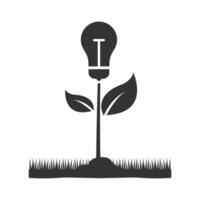 Vector illustration of lamp plant ideas icon in dark color and white background