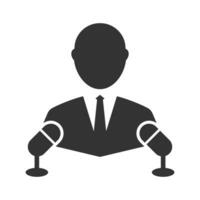 Vector illustration of interview icon in dark color and white background