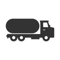 Vector illustration of oil truck icon in dark color and white background