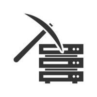 Vector illustration of data mining icon in dark color and white background