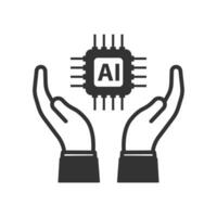 Vector illustration of maintain AI technology icon in dark color and white background